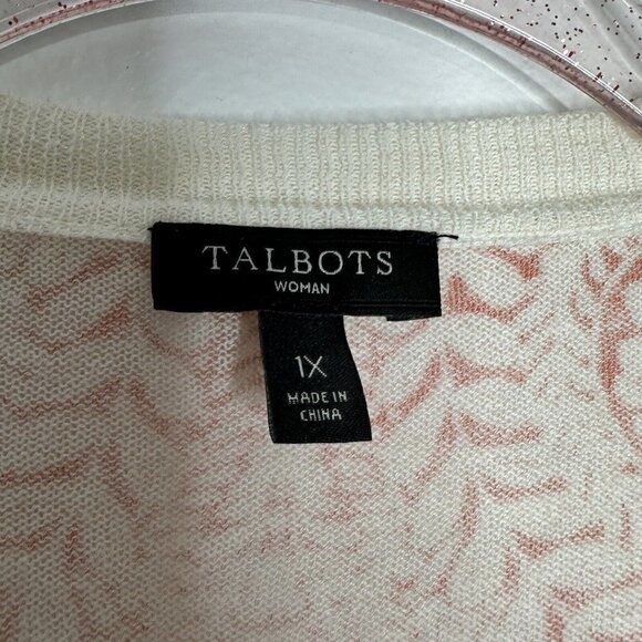 Talbots Cardigan Sweater Linen blend open front Paisley Size 1X - Picture 3 of 9